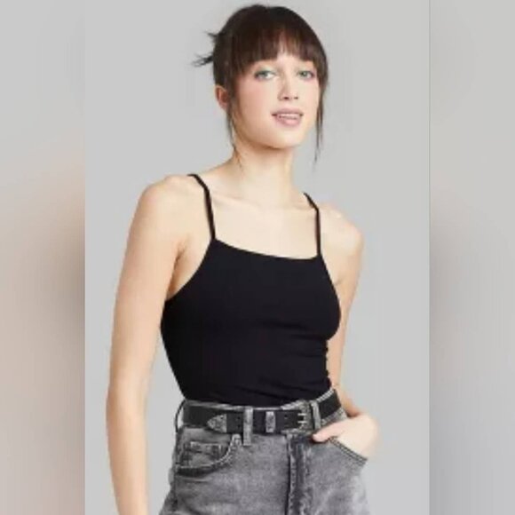 wild fable Tops - Wild Fable - Women's Bodysuit Spaghetti Strap Ribbed Black Size XS